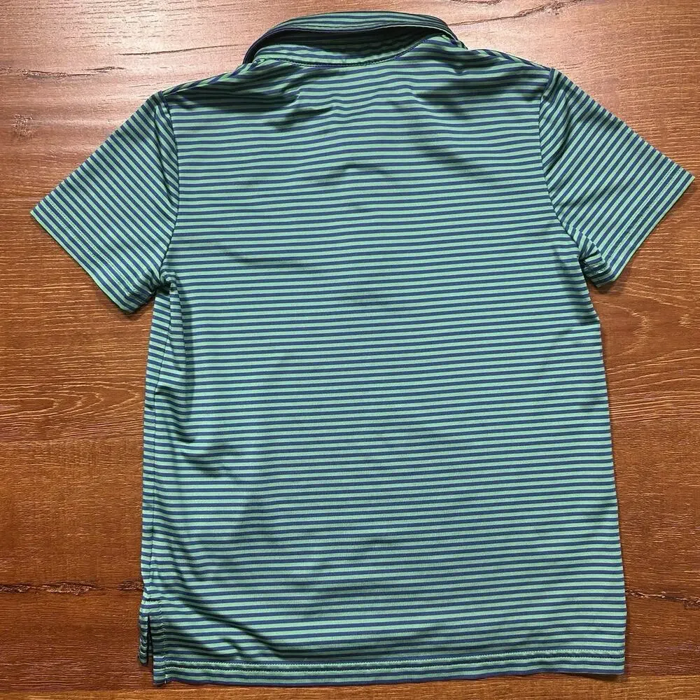Ralph Lauren RLX Golf Polo Shirt Youth Boys 7 Green Stripe US Open 123rd LACC